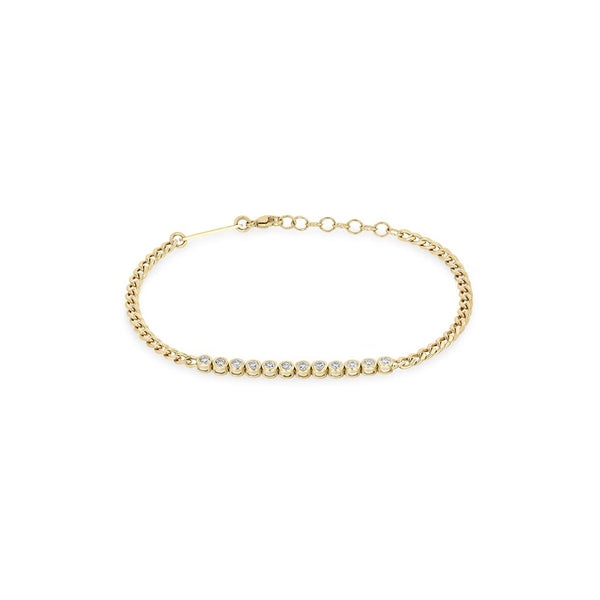 Diamond Bezel Tennis Segment Curb Chain Bracelet - 1